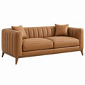 Sofa dwuosobowa 180 x 85 x 82 cm z brązową tapicerką ze skóry syntetycznej w stylu modernistycznym