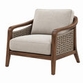 Fotel 78 x 76 x 82 cm z drewna i plecionki beżowy do salonu w stylu naturalnym