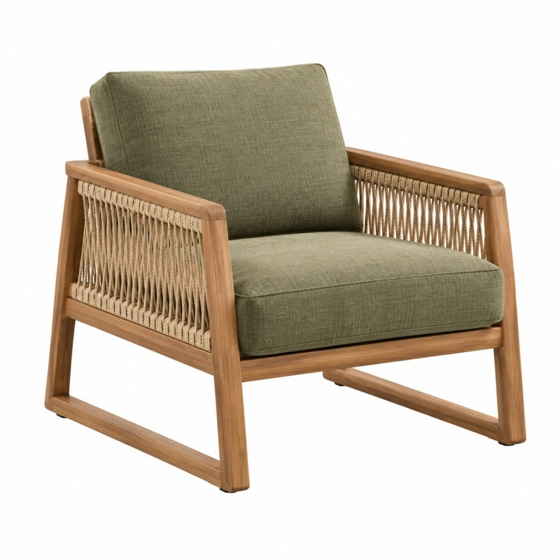 Fotel 78 x 80 x 82 cm z drewnianą ramą zielony w stylu boho