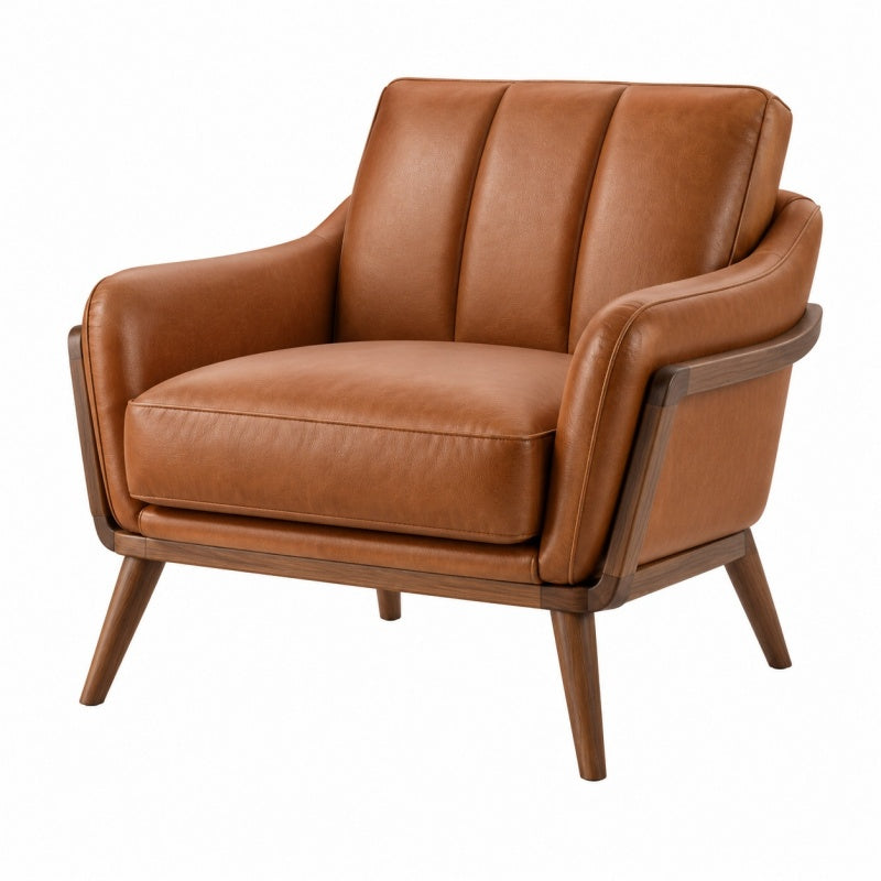Fotel wypoczynkowy 90 x 84 x 88 cm brązowy tapicerowany imitacją skóry styl retro