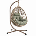 Fotel wiszący ogrodowy 105 x 105 x 195 cm z metalowym stelażem beżowy zielony